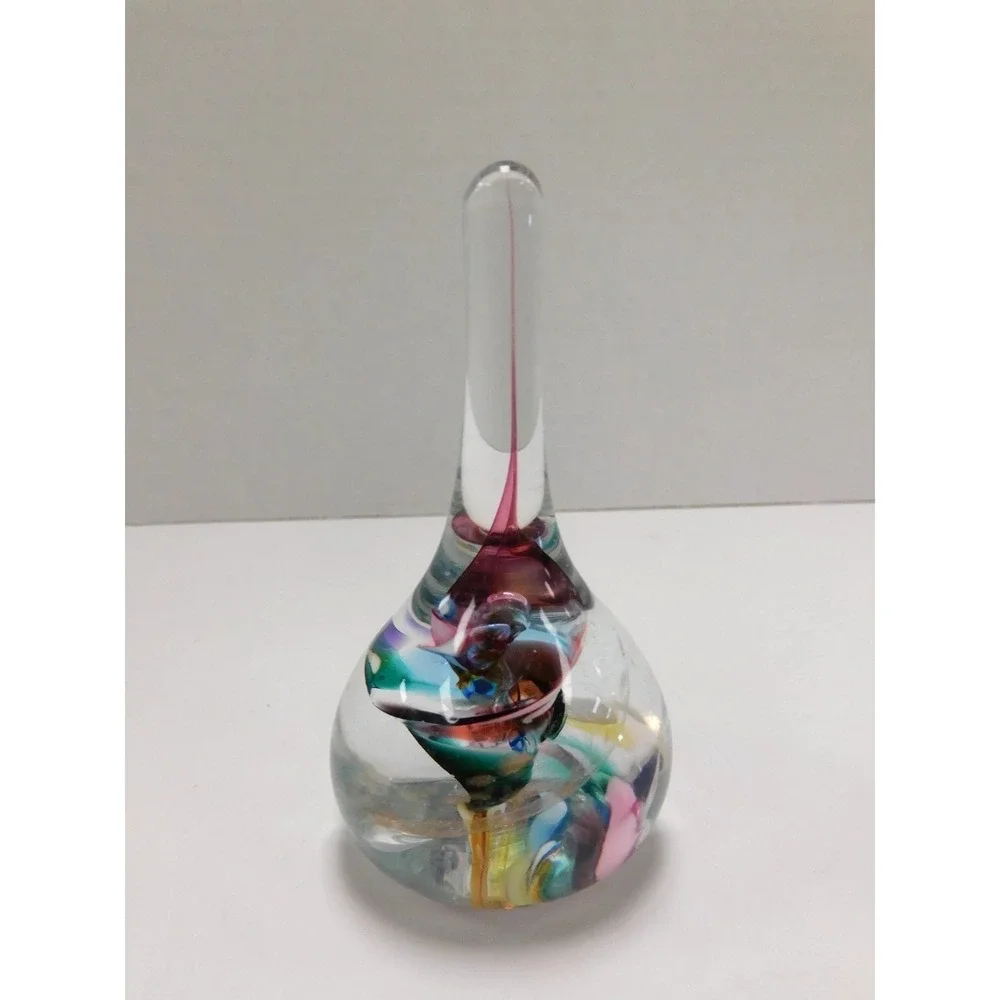 Glass Dimensions Art Glass Ring Holder Multi Color Swirl Paperweight DW709